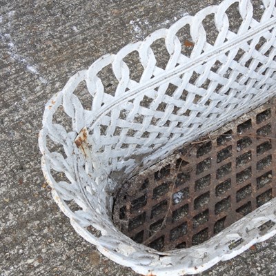 Lot 15 - A white painted cast iron garden trough, of...