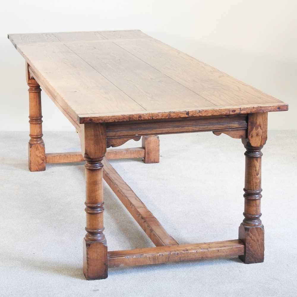 Lot 31 - An oak refectory dining table, of 17th century...