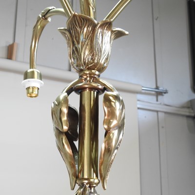 Lot 38 - A modern brass three branch standard lamp,...