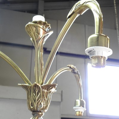 Lot 38 - A modern brass three branch standard lamp,...