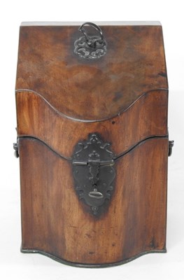Lot 13 - A George III mahogany serpentine knife box,...