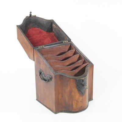 Lot 13 - A George III mahogany serpentine knife box,...