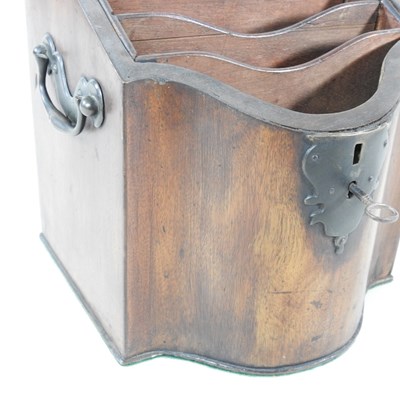 Lot 13 - A George III mahogany serpentine knife box,...