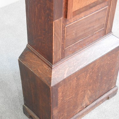 Lot 19 - A 19th century oak and inlaid cased longcase...
