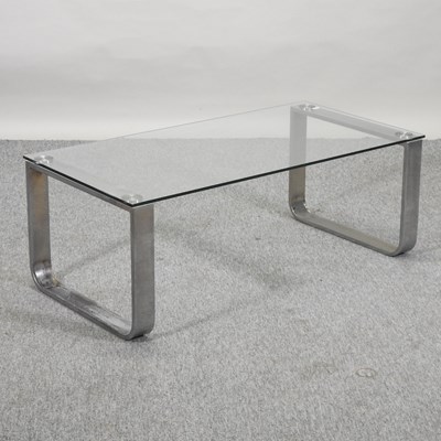 Lot 495 - A modern chrome and glass coffee table