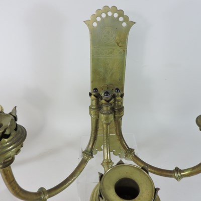 Lot 119 - A set of four unusual 19th century Gothic brass wall lights