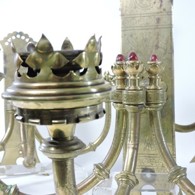 Lot 119 - A set of four unusual 19th century Gothic brass wall lights