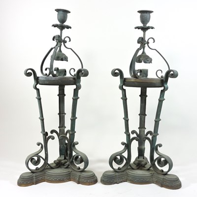 Lot 149 - A pair of unusual 19th century Arts and Crafts table lamps
