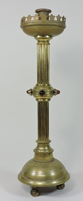 Lot 85 - A 19th century Gothic brass table lamp