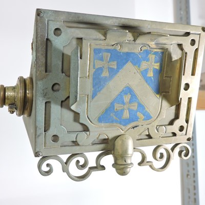 Lot 93 - A pair of unusual 19th century brass Gothic style uplighters