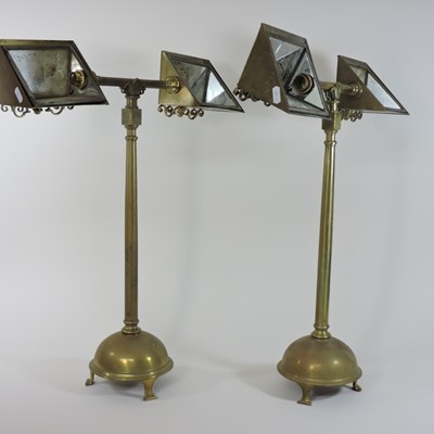 Lot 93 - A pair of unusual 19th century brass Gothic style uplighters