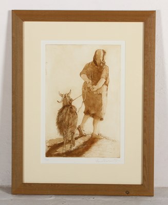 Lot 138 - Anna Ravenscroft, Going Home, etching, signed...