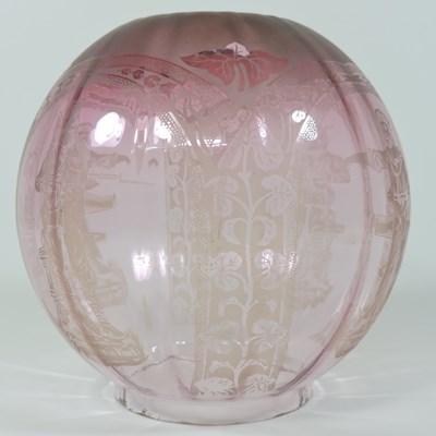 Lot 95 - A rare 19th century etched glass lamp shade