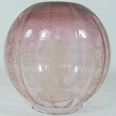 Lot 95 - A rare 19th century etched glass lamp shade
