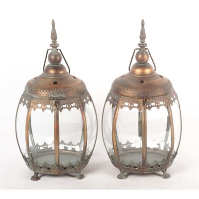 Lot 472 - A pair of Moroccan style metal hanging...