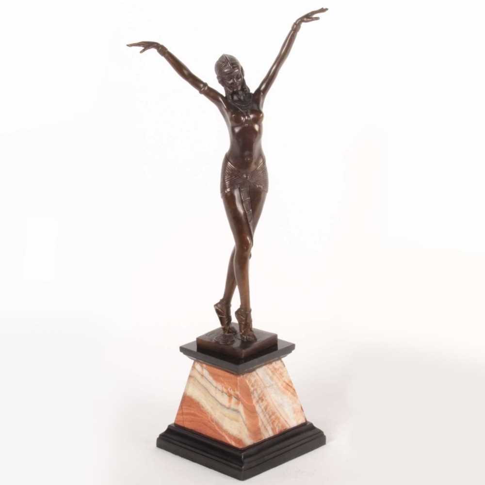 Lot 450 - A bronze Art Deco style figure of a dancer,...