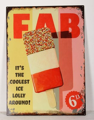 Lot 378 - A tin sign advertising Fab ice lollies