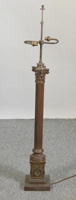 Lot 42 - A large 19th century brass table lamp