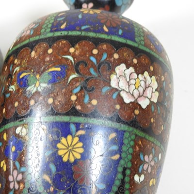 Lot 111 - A pair of Chinese cloisonne vases