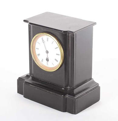 Lot 486 - A Victorian black slate mantel clock, the...
