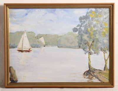 Lot 396 - English School, 20th century, boating scene,...