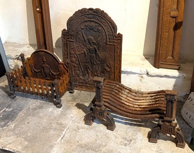 Lot 416 - A cast iron fire back, probably 18th century,...