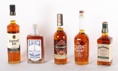 Lot 128 - Five bottles of American rye whisky, to...