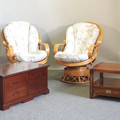 Lot 466 - A pair of bamboo revolving armchairs