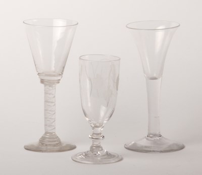 Lot 165 - An 18th century folded foot ale glass etched...