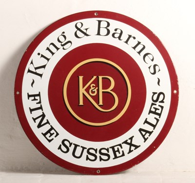 Lot 292 - A circular enamel sign inscribed King & Barnes...
