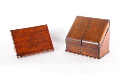 Lot 491 - An oak stationery box together with an oak...