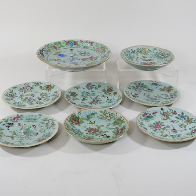 Lot 170 - A part set of 19th century Chinese Canton porcelain plates