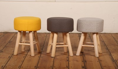Lot 481 - Three upholstered pine stools