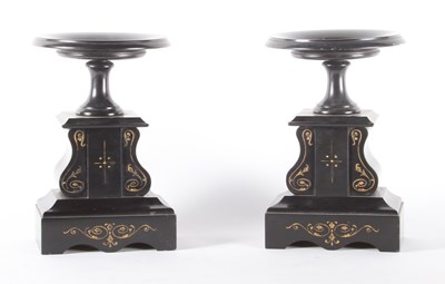 Lot 426 - A pair of Victorian black slate candlesticks