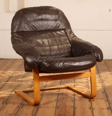 Lot 474 - A Danish brown leather upholstered bentwood...