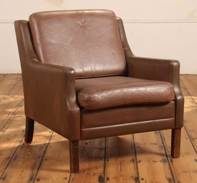 Lot 402 - A mid century Danish brown leather upholstered...