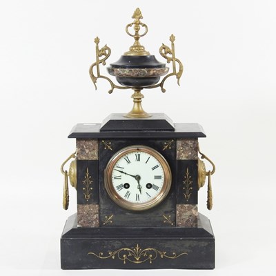 Lot 142 - A 19th century black slate and marble cased...