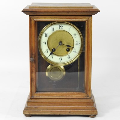 Lot 37 - An early 20th century walnut cased mantle...