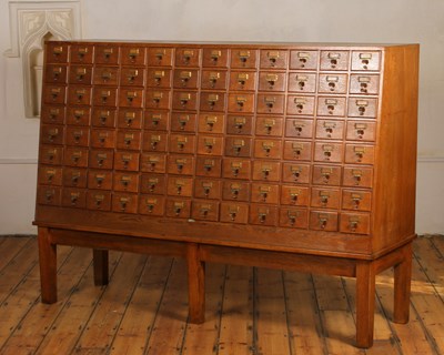 Lot 12 - A large early 20th century light oak index...