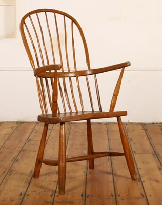 Lot 419 - A 19th century primitive oak Windsor type...