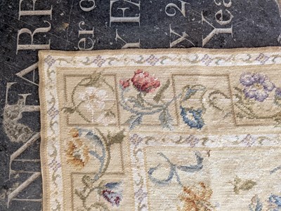 Lot 362 - A floral decorated woollen embroidery, on a...