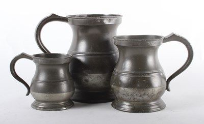 Lot 487 - A graduated set of three Victorian pewter...