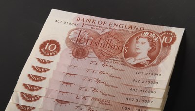 Lot 219 - Bank of England series C ten shillings...