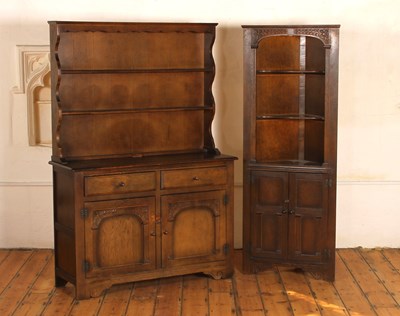 Lot 772 - An oak dresser, w.120cm, together with an oak...