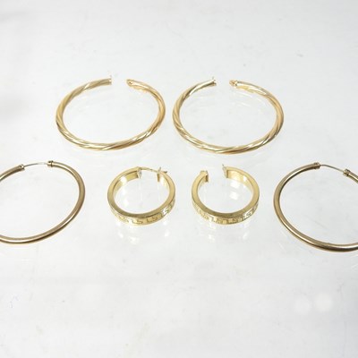 Lot 109 - A collection of 9 carat gold hoop earrings