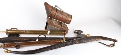 Lot 550 - A vintage bee smoker, together with a pair of...