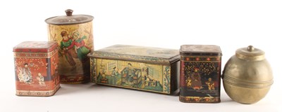Lot 572 - A collection of five vintage biscuit tins, to...