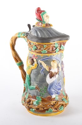 Lot 275 - A Minton majolica and pewter mounted Jester...