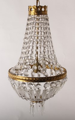 Lot 326 - Two brass and cut glass crystal chandeliers or...