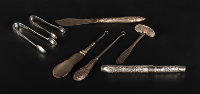 Lot 119 - A collection of silver and silver handled...